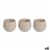 Set of pots Taupe Plastic 12 x 12 x 11 cm (6 Units)