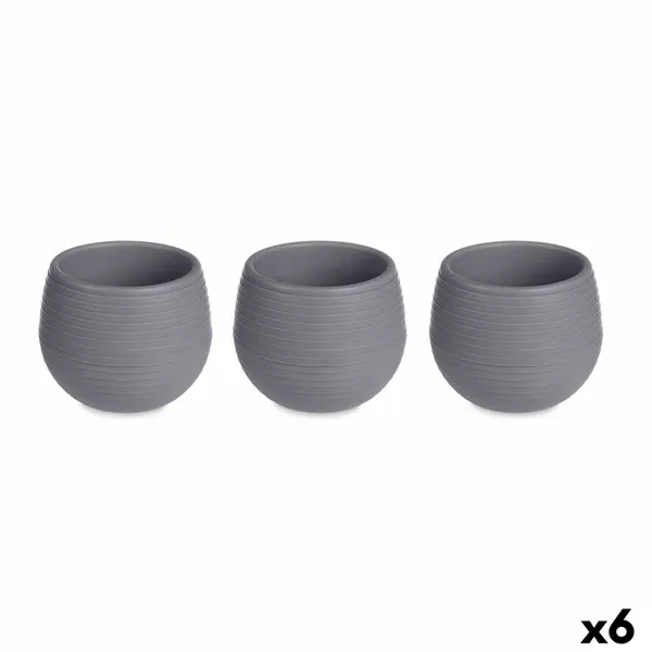 Set of pots Anthracite Plastic 12 x 12 x 11 cm (6 Units)