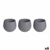 Set of pots Anthracite Plastic 12 x 12 x 11 cm (6 Units)