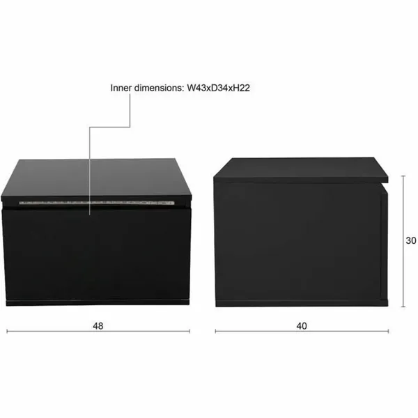 Nightstand Flow 48 x 40 x 30 cm Black