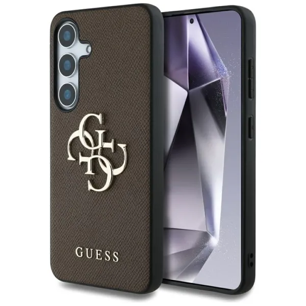 Guess Grained Big 4G Logo Small Classic Logo - Case for Samsung Galaxy S25 (brown)