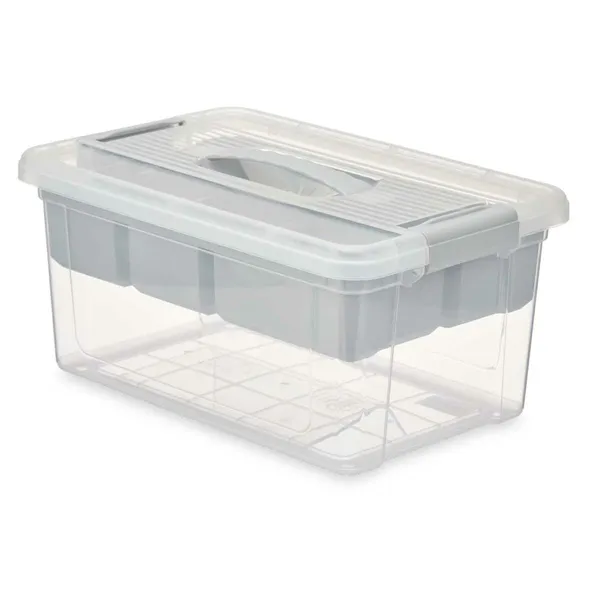 Multi-use Box Grey Transparent Plastic 9 L 35,5 x 17 x 23,5 cm (6 Units)