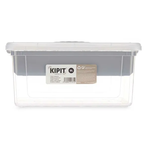 Multi-use Box Grey Transparent Plastic 9 L 35,5 x 17 x 23,5 cm (6 Units)