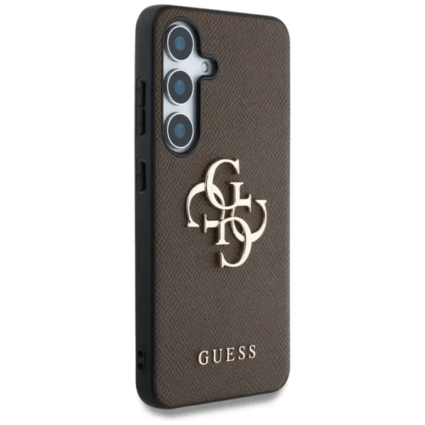 Guess Grained Big 4G Logo Small Classic Logo - Case for Samsung Galaxy S25 (brown)