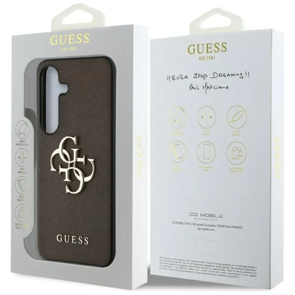 Guess Grained Big 4G Logo Small Classic Logo - Case for Samsung Galaxy S25 (brown)