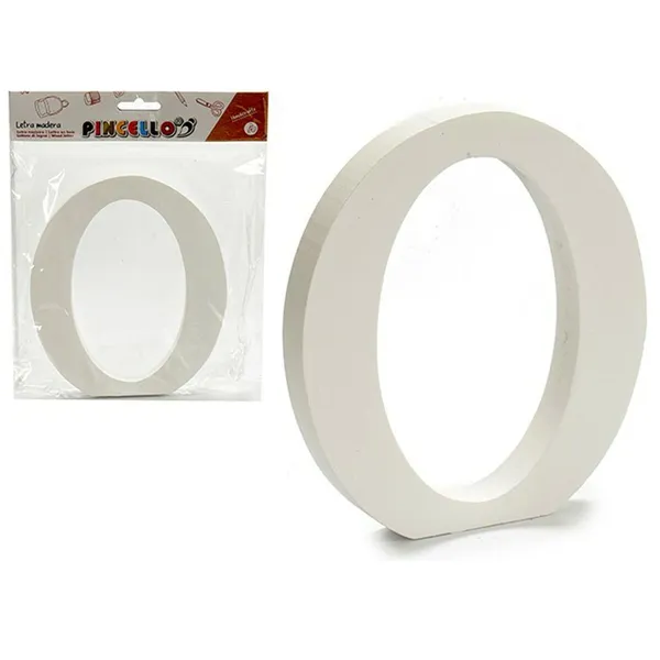 Letter O White Wood 1,8 x 21 x 17 cm (12 Units)