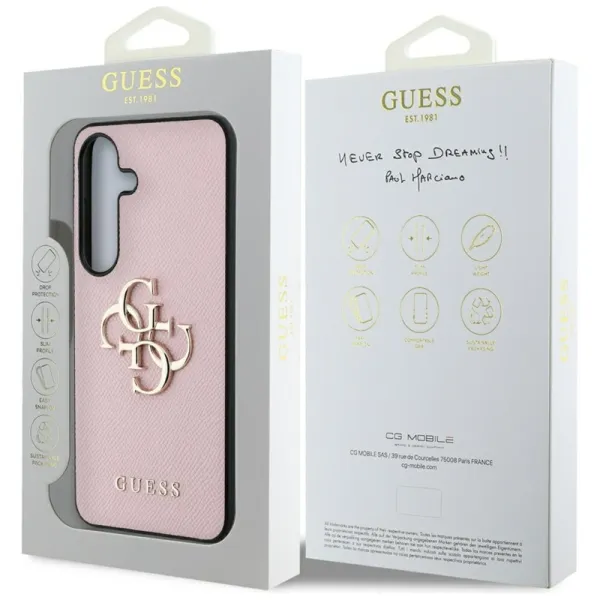 Guess Grained Big 4G Logo Small Classic Logo - Case for Samsung Galaxy S25 (pink)