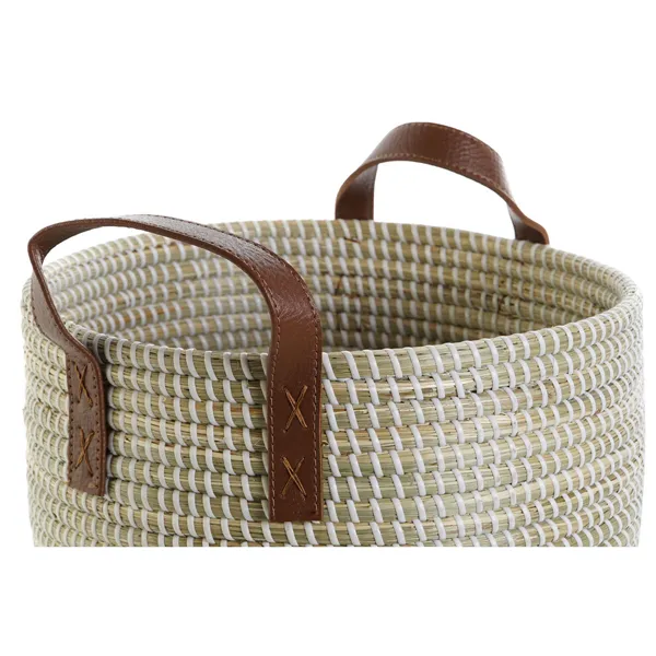 Basket set DKD Home Decor Natural Light brown Polyurethane Seagrass 41 x 41 x 29 cm