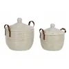 Basket set DKD Home Decor Natural Light brown Polyurethane Seagrass 42 x 42 x 45 cm