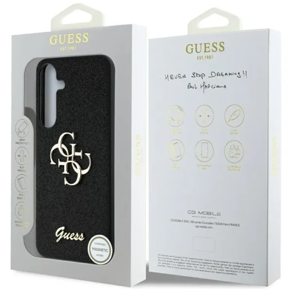 Guess Fixed Glitter Big 4G Metal Logo - Case for Samsung Galaxy S25 (black)