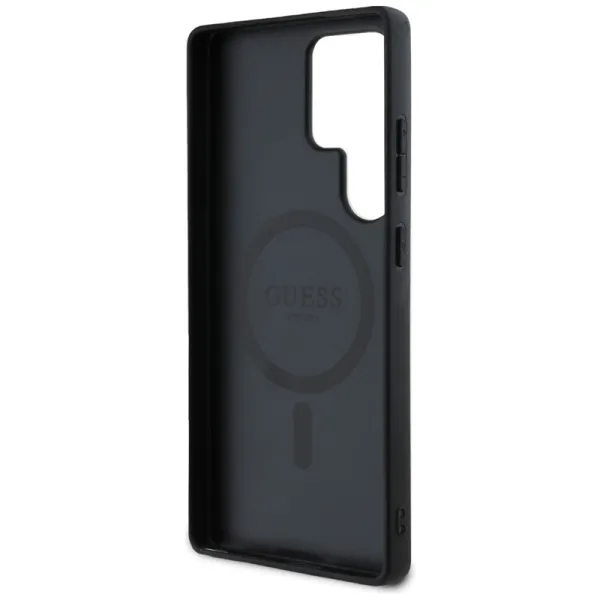 Guess Leather 4G Colored Ring Classic Logo MagSafe - Case for Samsung Galaxy S25 Ultra (black)