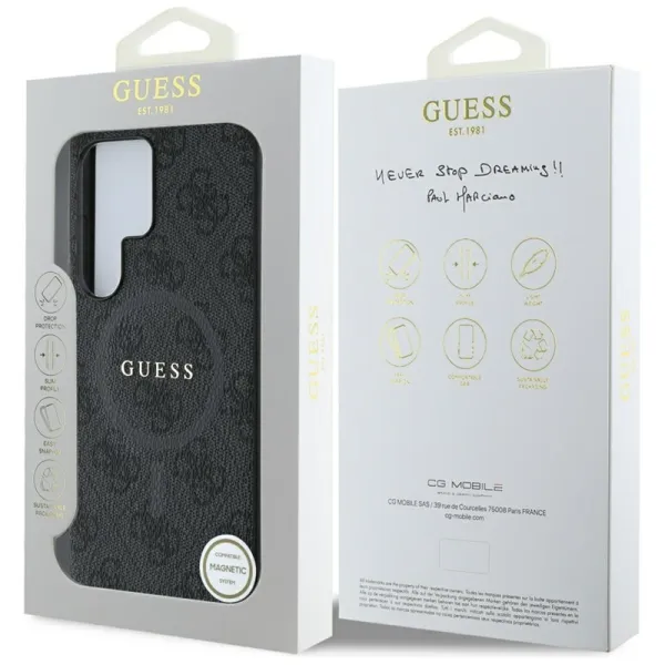 Guess Leather 4G Colored Ring Classic Logo MagSafe - Case for Samsung Galaxy S25 Ultra (black)