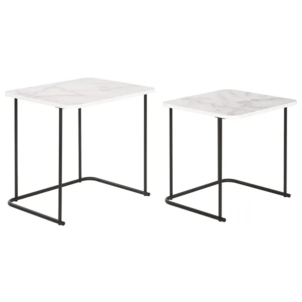 Set of 2 tables DKD Home Decor White Black 51 x 43 x 49 cm