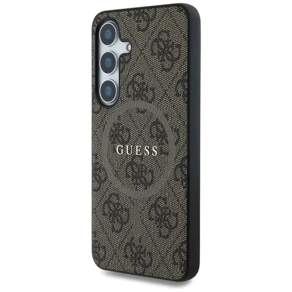 Guess Leather 4G Colored Ring Classic Logo MagSafe - Case for Samsung Galaxy S25 (brown)