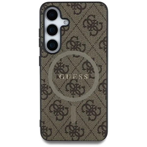 Guess Leather 4G Colored Ring Classic Logo MagSafe - Case for Samsung Galaxy S25 (brown)