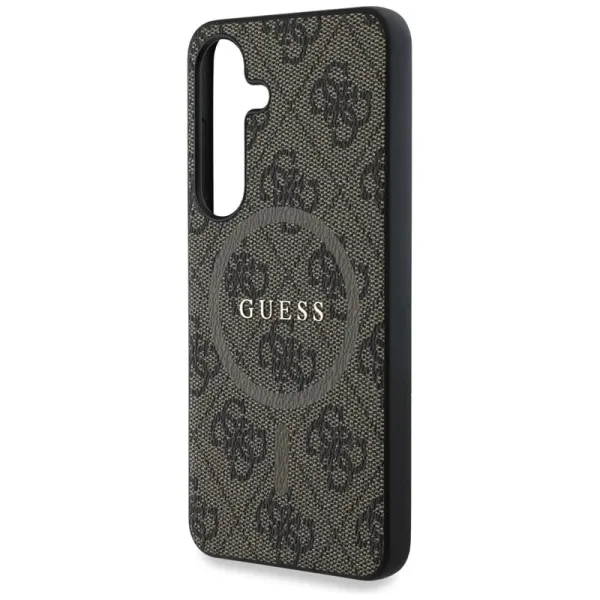 Guess Leather 4G Colored Ring Classic Logo MagSafe - Case for Samsung Galaxy S25 (brown)