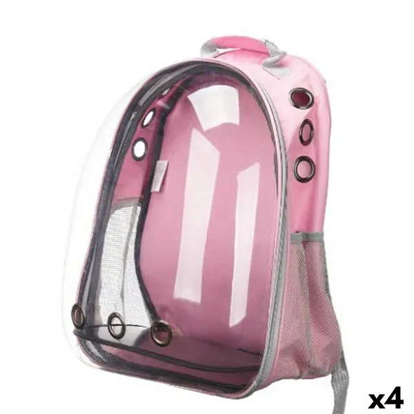 Pet Backpack Pink Transparent 43 x 26 x 33 cm