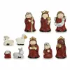 Set Nativity figure Red Golden Ceramic (4 Units)