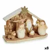 Christmas nativity set White Brown Grey Wood Ceramic 8,5 x 16 x 22,5 cm (8 Units)