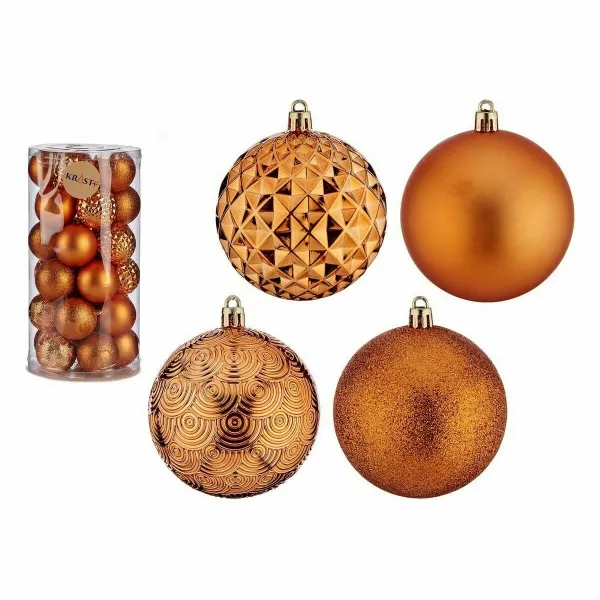 Set of Christmas balls 8 cm Orange PVC (4 Units)