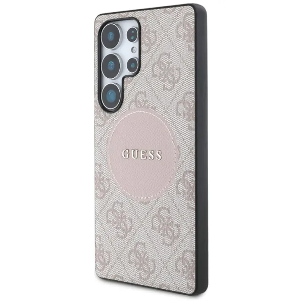 Guess 4G Round Patch Classic Logo MagSafe - Case for Samsung Galaxy S25 Ultra (pink)