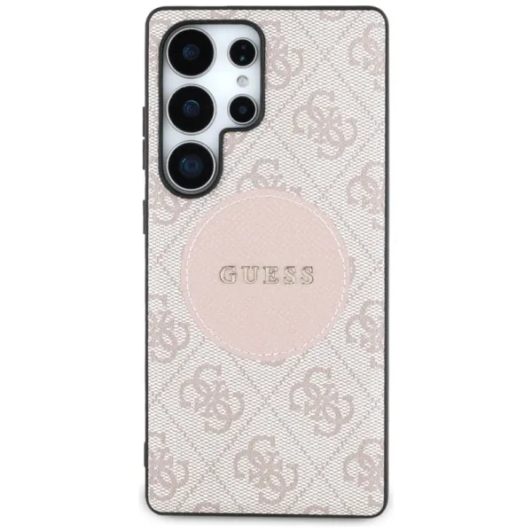 Guess 4G Round Patch Classic Logo MagSafe - Case for Samsung Galaxy S25 Ultra (pink)