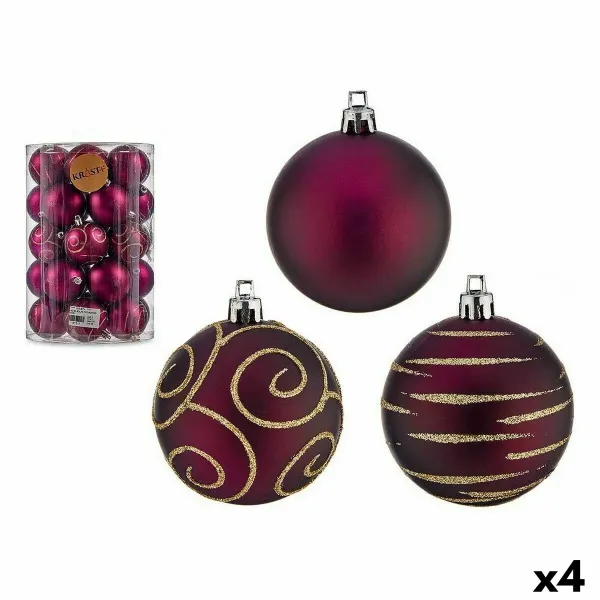 Set of Christmas balls Purple PVC Ø 6 cm (4 Units)