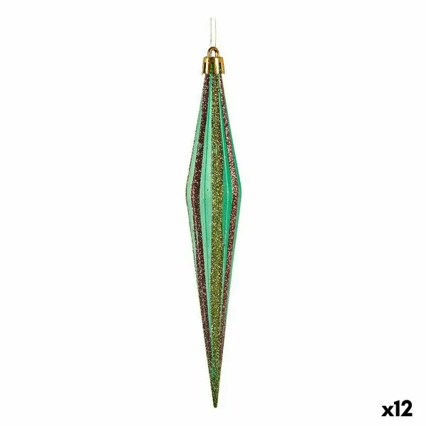 Christmas Decorations Set Streched Green Golden 3 x 8,5 x 19 cm (12 Units)