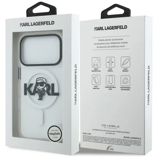 Karl Lagerfeld IML Karl Sketch Logo MagSafe - Case iPhone 17 Pro (Clear)