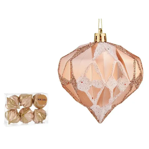 Set of Christmas balls Diamond Copper Plastic Ø 8 cm (12 Units)