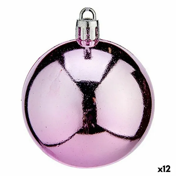 Set of Christmas balls Pink Plastic 6 x 7 x 6 cm (12 Units)