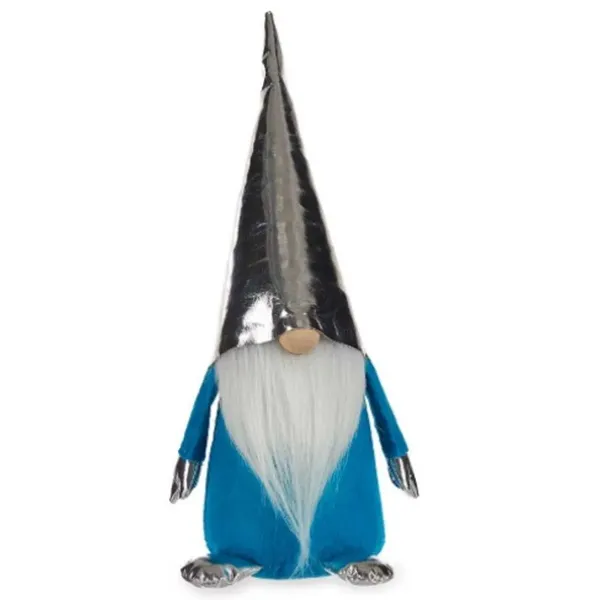 Decorative Figure Gnome Blue White Silver Polyester Wood Sand 12 x 32 x 13 cm (24 Units)