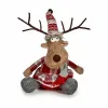 Decorative Figure Deer White Brown Red Grey 16 x 30 x 30 cm (4 Units)