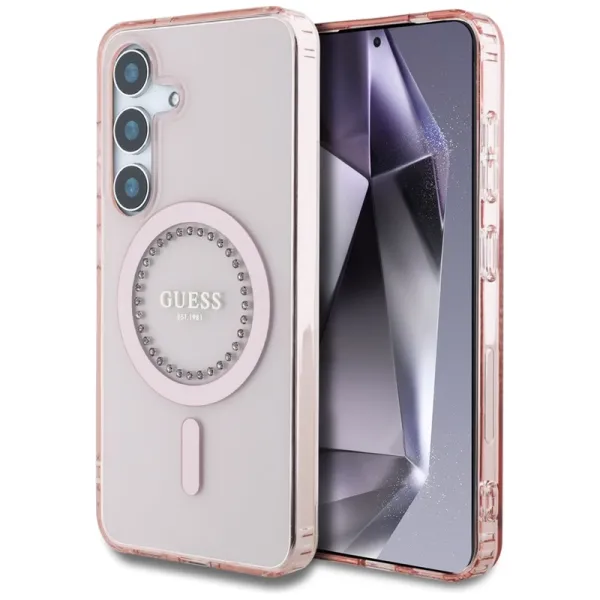 Guess Rhinestones Printed Classic Logo MagSafe - Case for Samsung Galaxy S25 (pink)