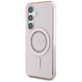 Guess Rhinestones Printed Classic Logo MagSafe - Case for Samsung Galaxy S25 (pink)
