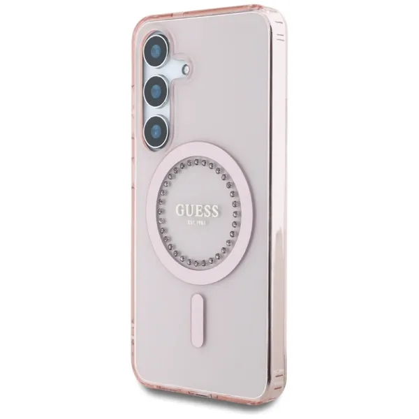 Guess Rhinestones Printed Classic Logo MagSafe - Case for Samsung Galaxy S25 (pink)