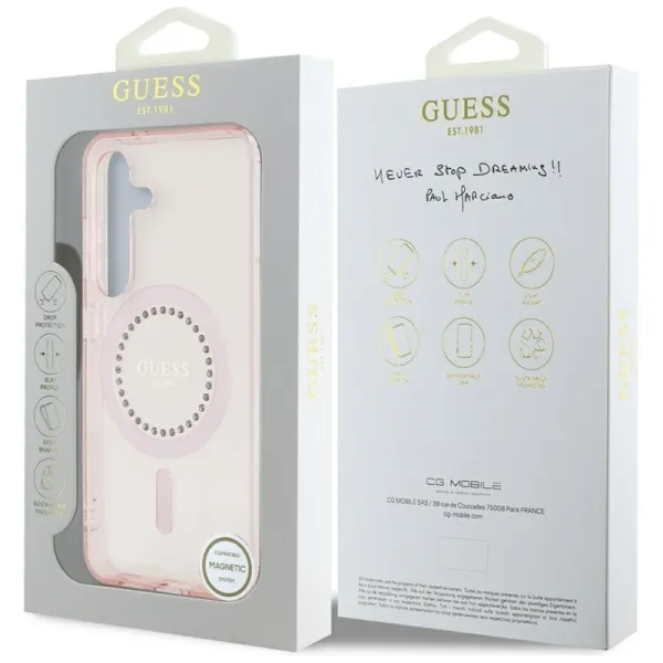 Guess Rhinestones Printed Classic Logo MagSafe - Case for Samsung Galaxy S25 (pink)