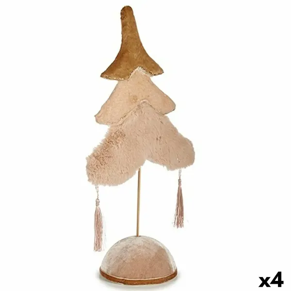 Christmas Tree Polyester Beige Golden Wood 12 x 43 x 22 cm (4 Units)