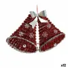 Christmas bauble Pendant Hoods Tinsel LED Light White Red 52 x 31,5 x 7,5 cm (12 Units)