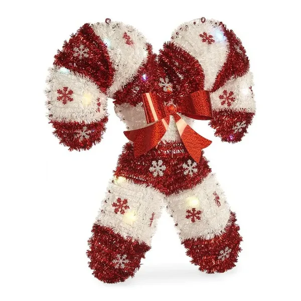 Decorative Figure Candy Cane Tinsel LED Light White Red polypropylene PET 47 x 6 x 47 cm (12 Units)