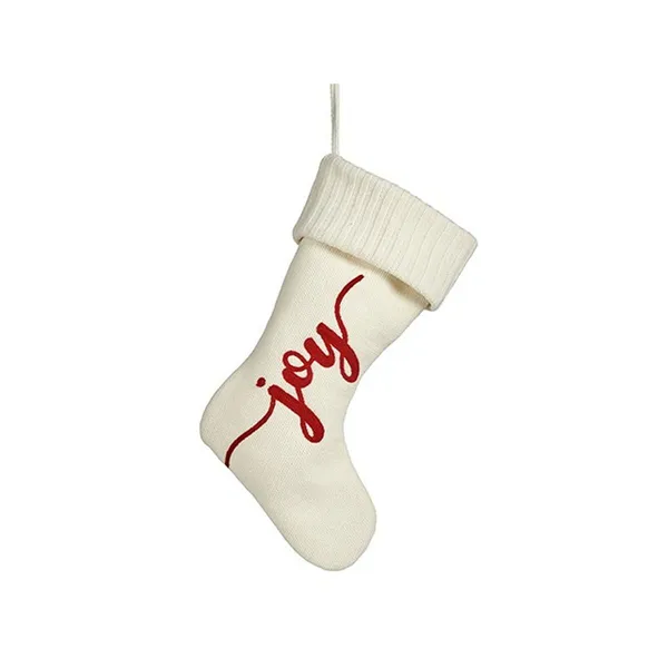 Christmas bauble Joy Christmas Stocking White Cloth 28 x 4 x 46 cm (12 Units)