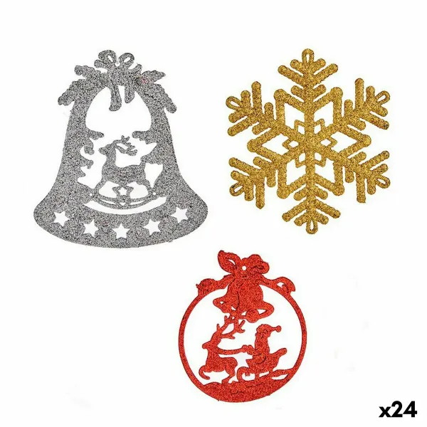 Christmas Decorations Set Red Golden Silver Plastic (24 Units)