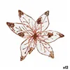 Decorative Flower Golden Pink Plastic 25 x 25 x 7 cm (12 Units)