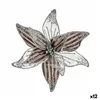 Decorative Flower Silver Plastic 25 x 25 x 7 cm (12 Units)