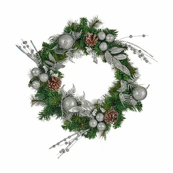 Advent wreathe Green Silver 60 x 13 x 60 cm (4 Units)