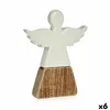 Decorative Figure Angel White Brown Wood Ceramic 2,5 x 18 x 15 cm (6 Units)