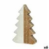 Decorative Figure Christmas Tree White Natural Wood Ceramic 3 x 21 x 14 cm (6 Units)