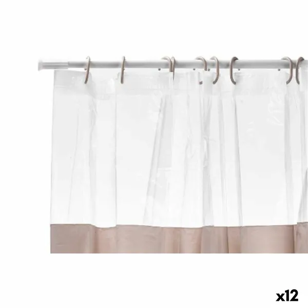 Shower Curtain Transparent 180 x 180 cm Beige Plastic PEVA (12 Units)