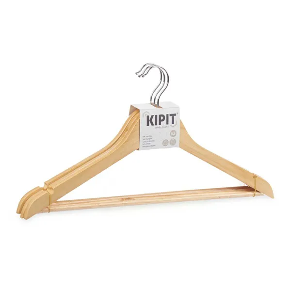 Set of Clothes Hangers 44,5 x 1,2 x 23 cm Brown Wood Metal (24 Units)