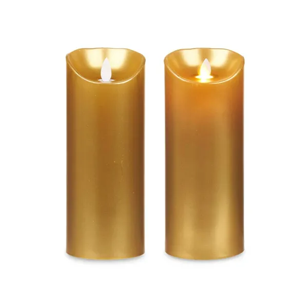 LED Candle Golden 8 x 8 x 20 cm (12 Units)